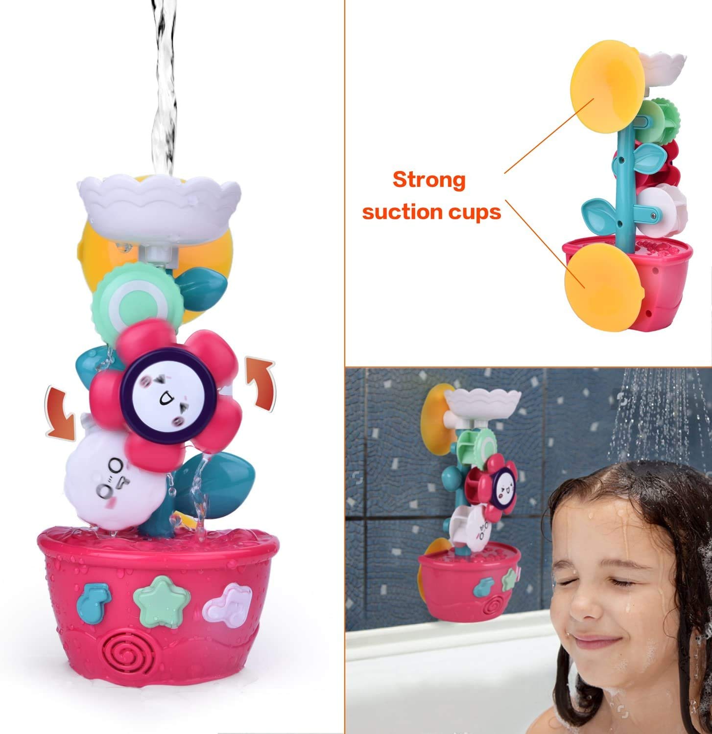 16Pcs Toddler Bath Toys Set - Flower Waterfall Water Station, Stacking Cups, Watering Can & Shower Toys for Kids Ages 1-5 | Fun Bath Time Learning Toys for Boys & Girls | Perfect for Sensory Play & Early Childhood Development