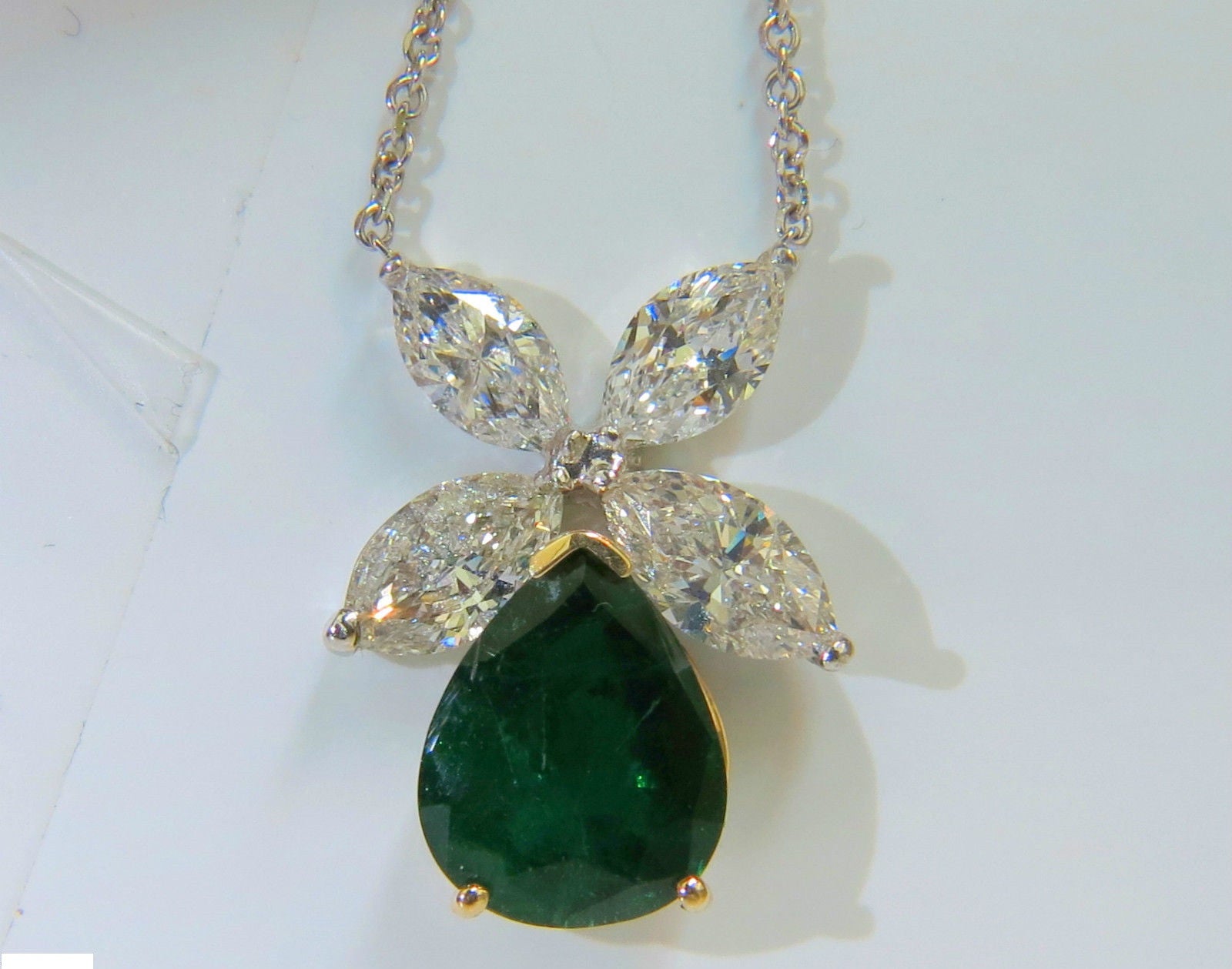8.31CT Natural Emerald Cut Diamond Pendant Necklace - 14K White Gold Solitaire Star Pendant for Women - Perfect for Anniversary, Wedding & Special Occasion Gifts