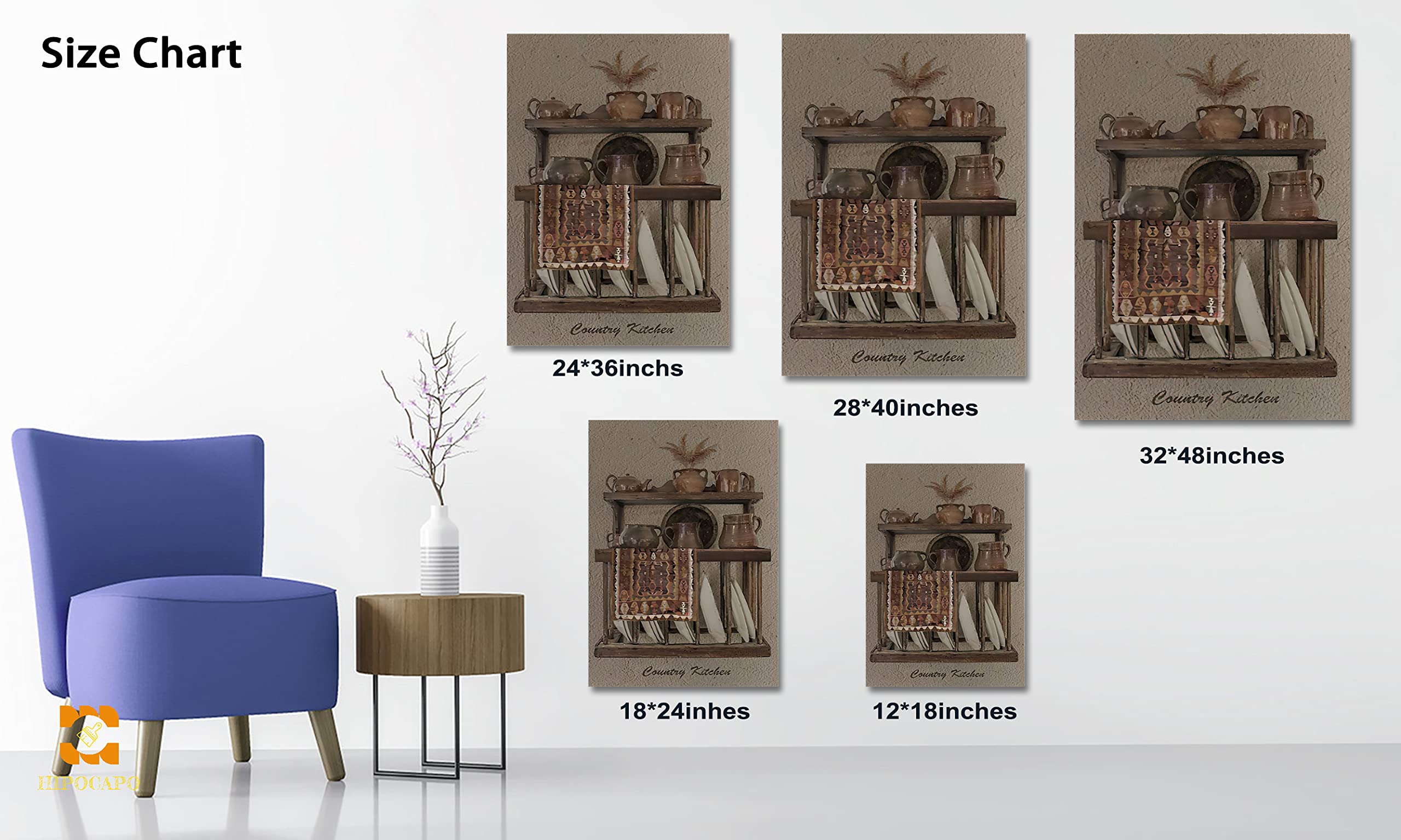Rustic Kitchen Wall Art - Farmhouse Dining Decor 12x18 Inches for Country Home