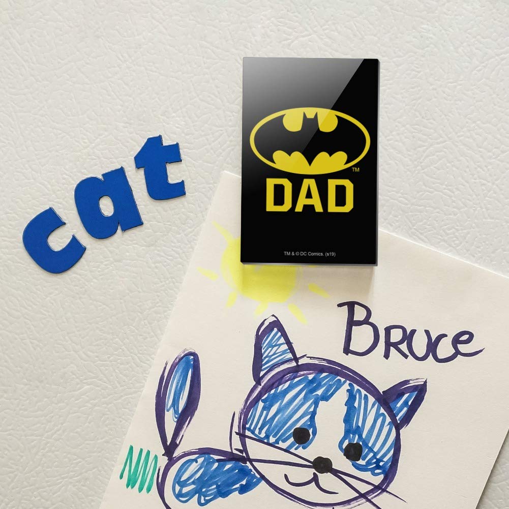 Batman Bat Dad Shield Logo Rectangle Acrylic Refrigerator Magnet - Strong Fridge Magnet for Home, Office & Dorm Decor - Perfect for Superhero Fans & Gift Giving