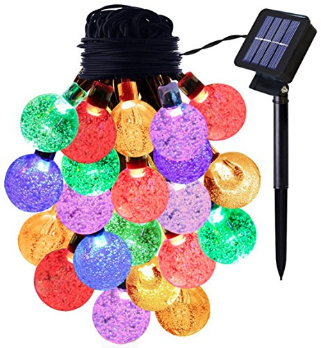 Bulbright 20Ft 30 LED Solar Crystal Ball String Lights - Waterproof Fairy Lights for Garden, Patio, Yard, Wedding, Party | Outdoor & Indoor Decoration (Red) - Perfect for Backyard, Christmas, and Landscape Lighting
