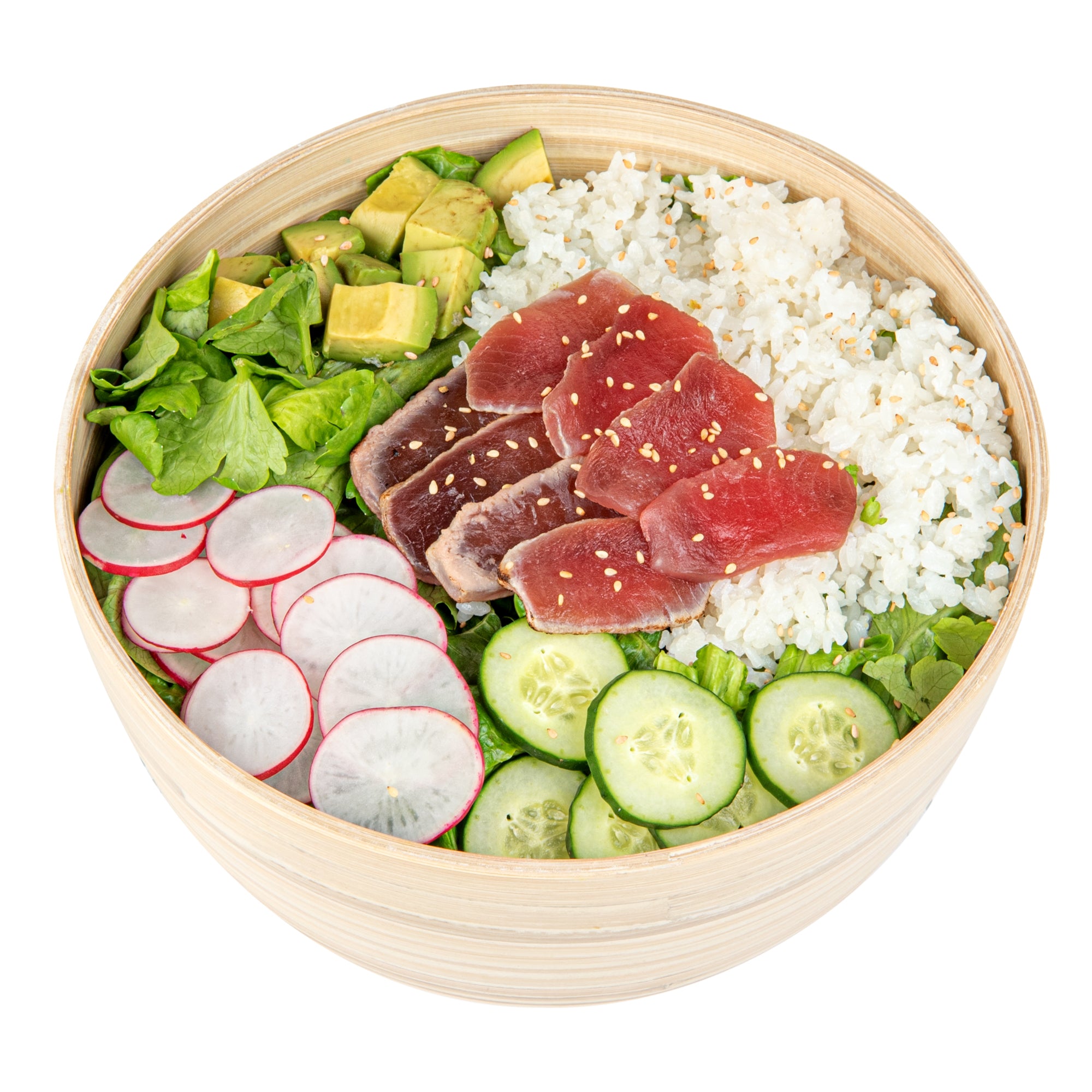 Bambuddha 25 oz Round Natural Spun Bamboo Salad Bowl - 9.5