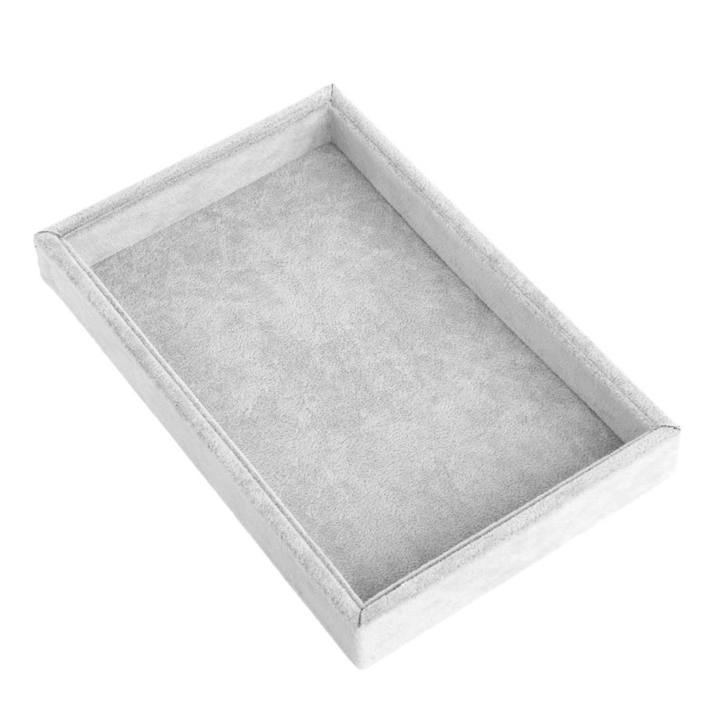 Youngy Stackable Jewelry Trays - Velvet Jewelry Organizer with Inserts, Gray Jewelry Display Tray for Rings, Earrings & Necklaces | Perfect for Dresser Top, Vanity or Gift Packaging