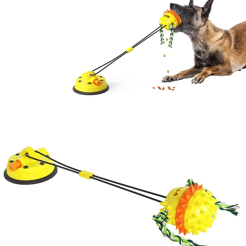 Durable Dog Toys for Aggressive Chewers - Interactive Suction Cup Tug of War Chew Toy with Teeth Cleaning & Food Dispensing Features for Small, Medium & Large Dogs - Perfect for Indoor Play, Training & Dental Health