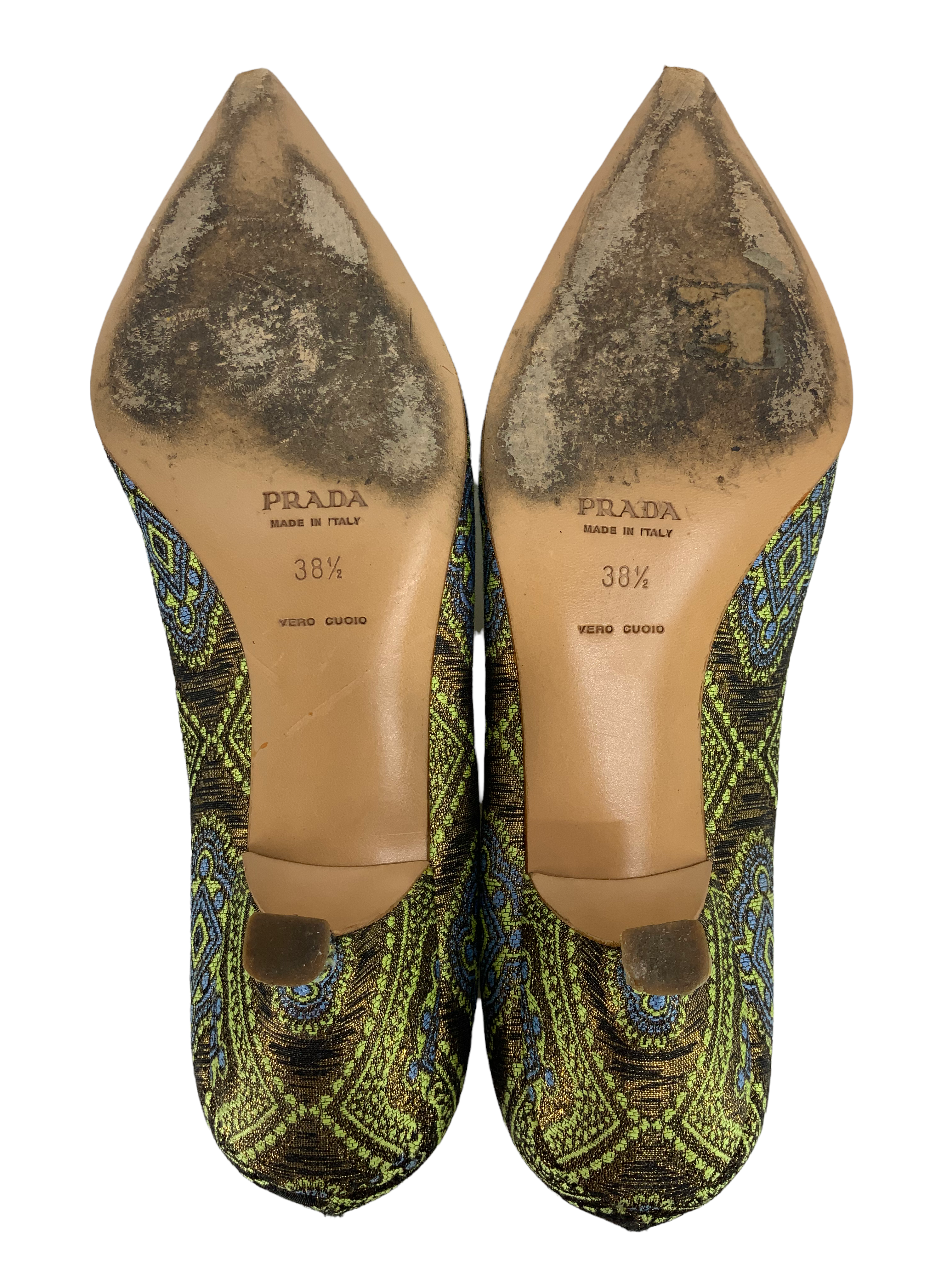 Prada Jacquard Printed Pumps Women's Shoes Size 8.5 - Elegant Heels for Office, Party & Special Occasions