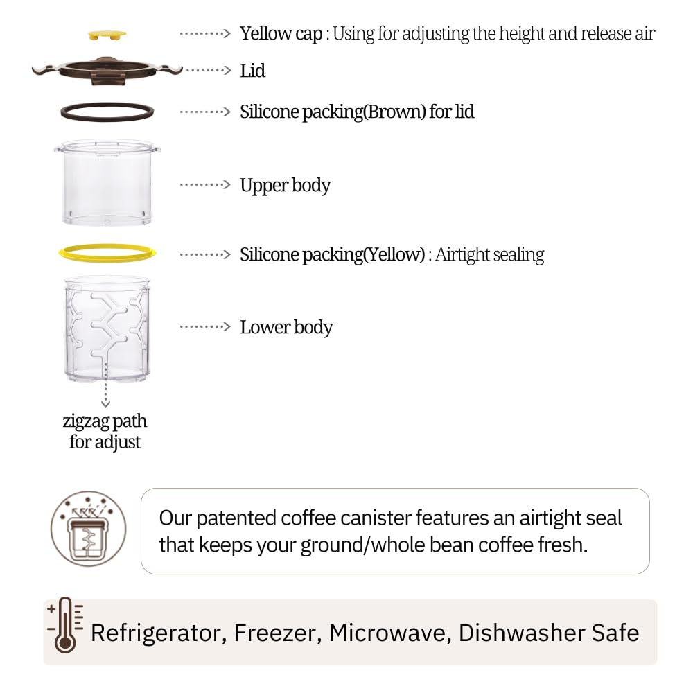 Adjustable Coffee Canister - Airtight Storage Container for Coffee Beans, Ground Coffee, Tea & Spices (Small Size) | Perfect for Kitchen, Pantry & Office Use