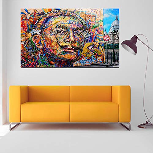 Salvador Dali Portrait & Banksy Graffiti Paintings - Modern Colorful Canvas Wall Art for Home, Office & Bedroom Decor - Framed Ready-to-Hang Wall Decor for Living Room, Dining Room & Studio
