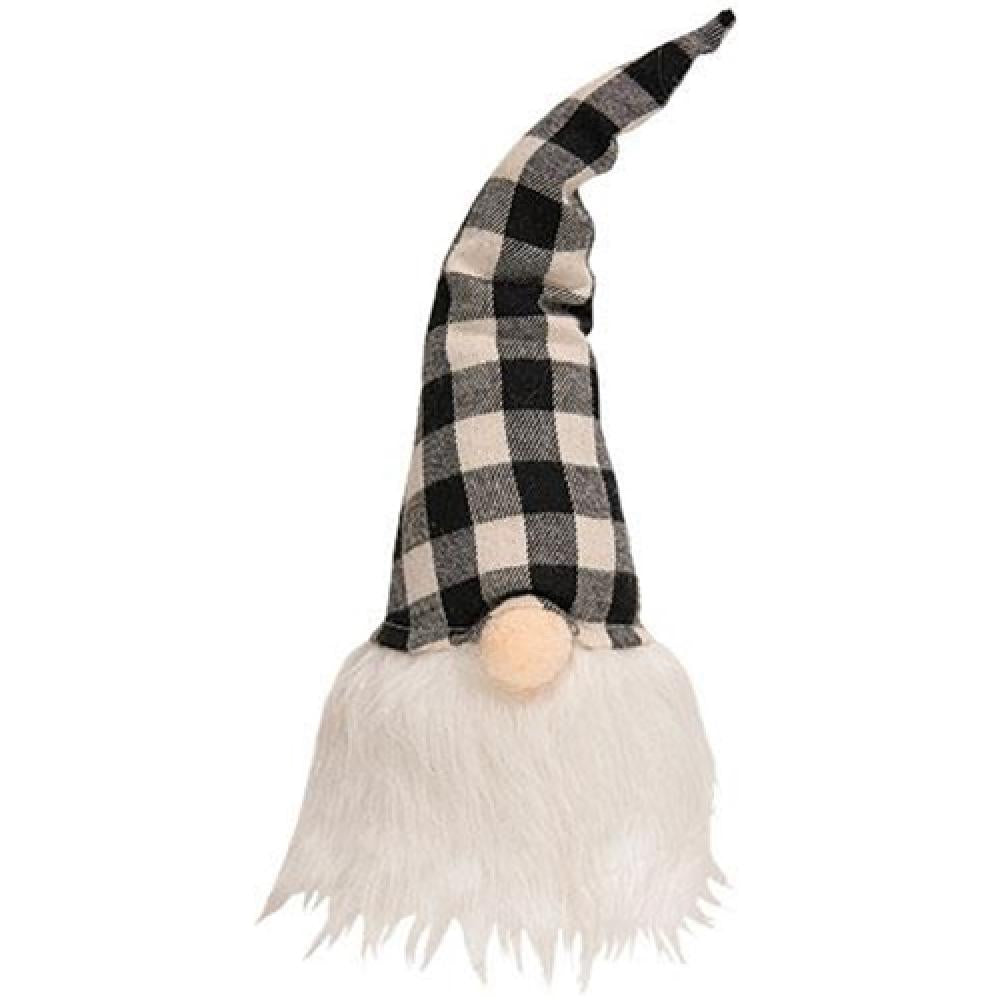 Black and White Buffalo Check Gnome - 12 Inch Christmas Holiday Decoration for Home, Yard, and Garden Decor