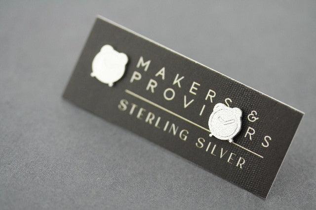 Sterling Silver Alarm Clock Stud Earrings - Perfect for Gifts, Fashion Accessories & Everyday Wear
