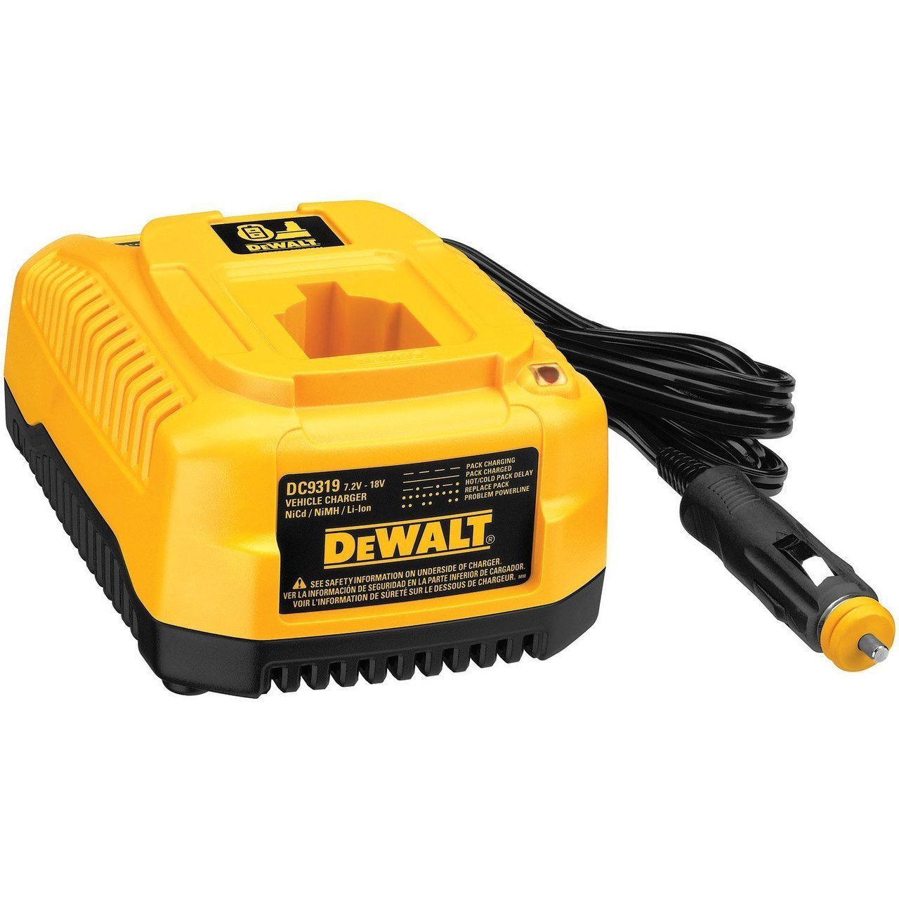 DEWALT DC9319 7.2V-18V 1-Hour Fast Vehicle Charger for Power Tools - Bulk Packed (Model #649174-00) - Ideal for On-the-Go Charging in Trucks, Vans & Work Vehicles