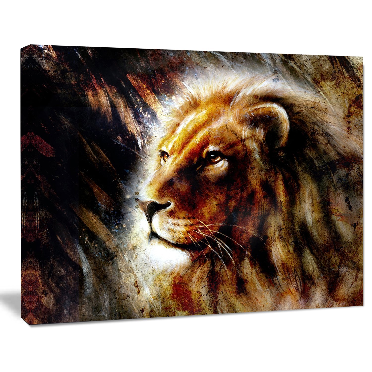 Majestically Peaceful Lion Animal Art Painting - Handmade Canvas Wall Decor for Living Room, Bedroom & Office - Perfect Wildlife Home Decor Gift