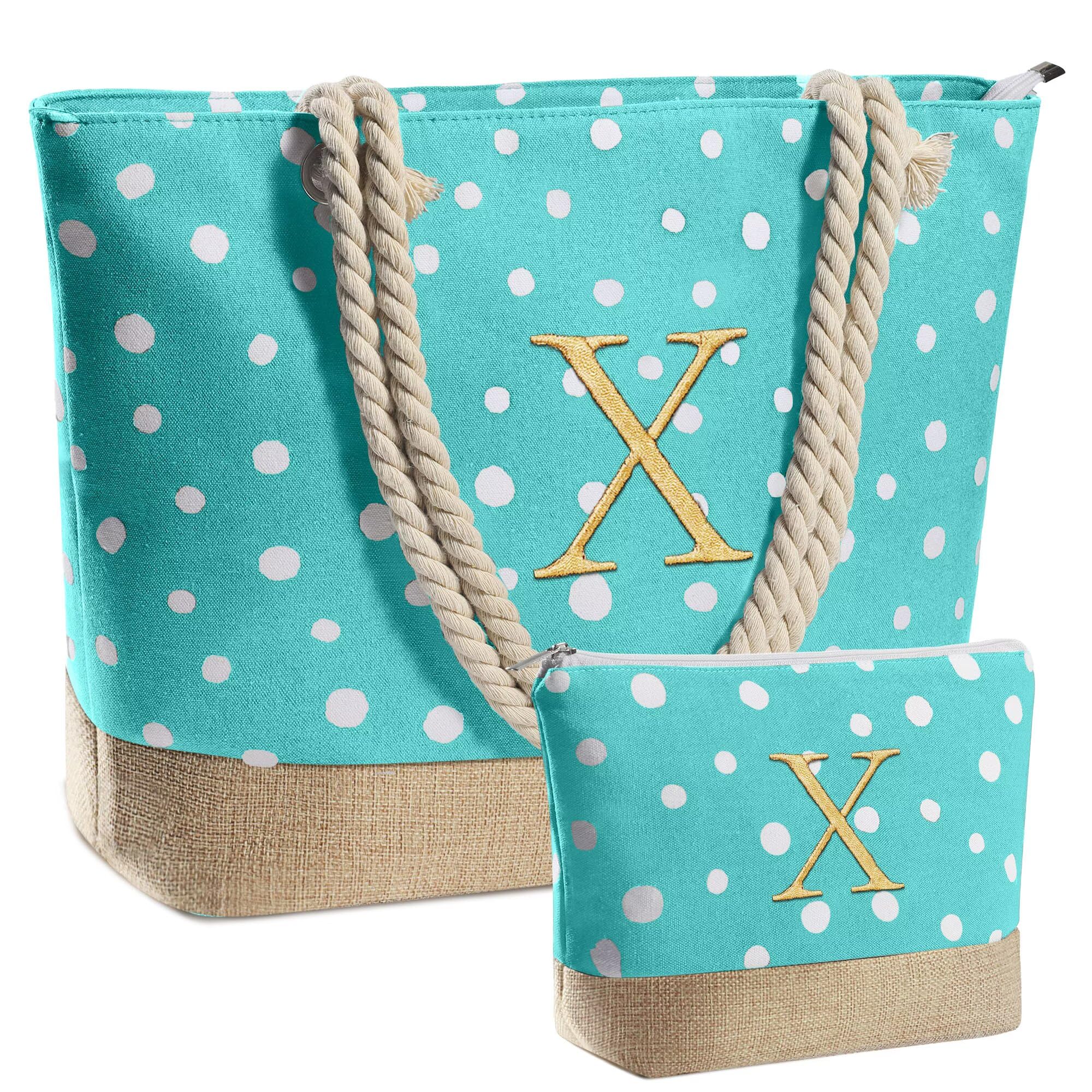YOOLIFE Personalized Gifts for Women - Custom Birthday Gifts for Mom & Best Friend, Stylish Beach Tote Bag & Makeup Pouch Set | Perfect Travel Accessories & Thoughtful Present for Her