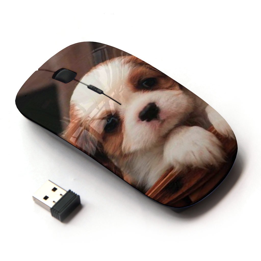 2.4G Wireless Optical Mouse - Cute Cavalier King Charles Spaniel Puppy Design for Laptop, PC, Mac - Perfect for Office, Home & Travel Use