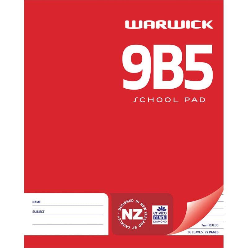 9B5 Warwick Ruled School Notebook - 80 Sheets College Ruled Paper for Students, Note Taking, Journaling & Office Work - Perfect for Classrooms, Homework & Study Sessions