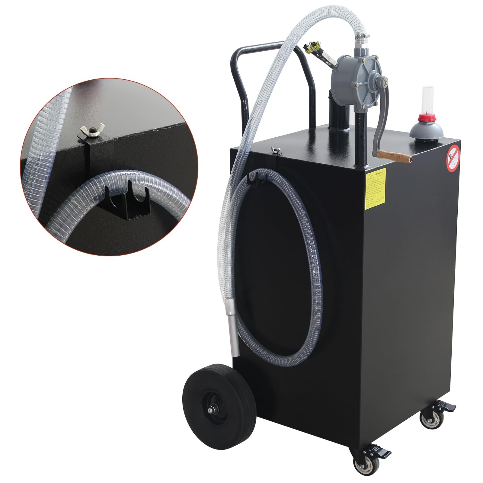 50 Gallon Portable Oil Transfer Tank - Diesel, Fuel, Kerosene Storage Container for Boats, ATVs, Cars & Motorcycles | Heavy-Duty Gas Caddy with Pump | Workshop, Garage & Outdoor Use (Black)