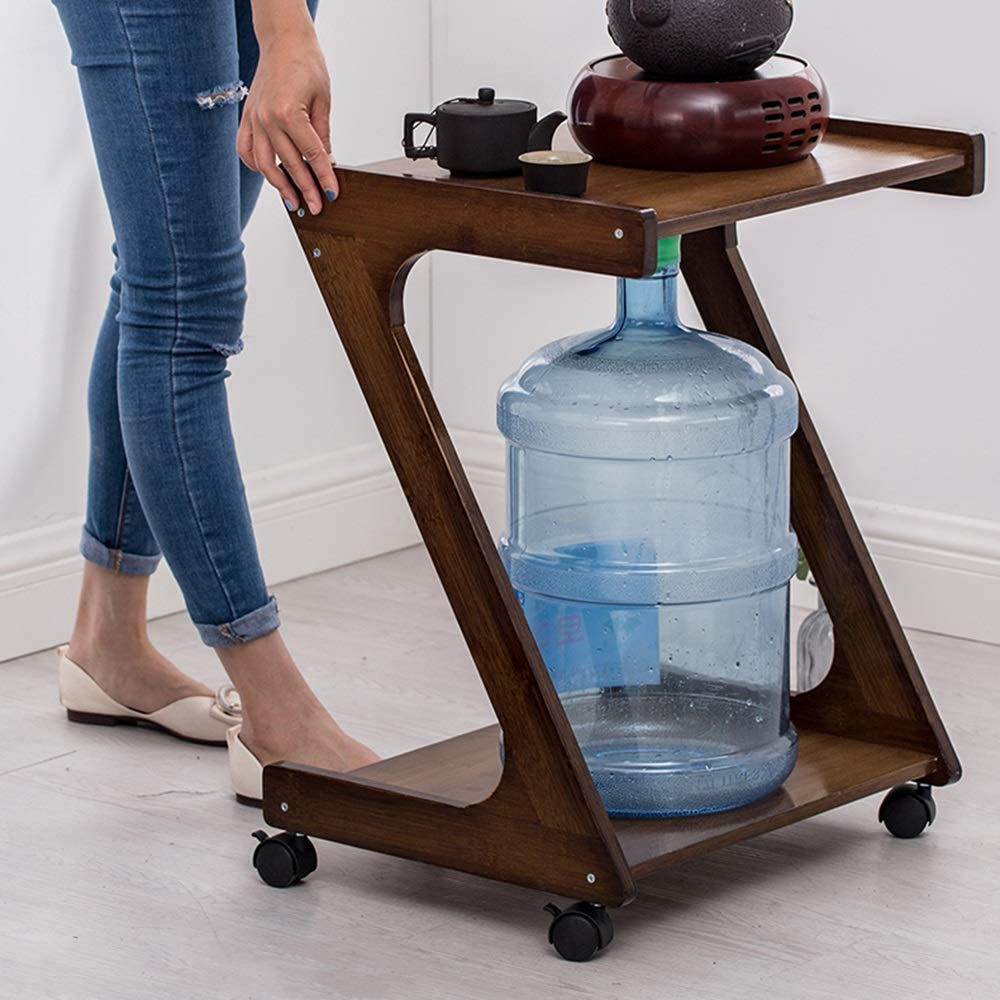 Portable Solid Wood Side Table with 4 Casters - Bedside Table, Sofa Table, Phone Stand - Perfect for Bedroom, Living Room & Reading Nook (41.5cm x 39cm x 59cm) - Compact & Versatile Home Furniture