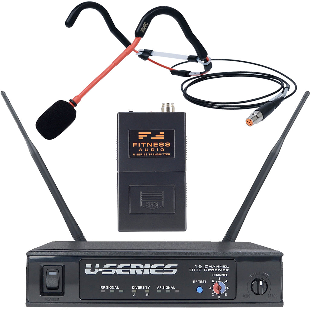 Fitness Audio U Series System with E-Mic Headset Microphone - Wireless Workout Headphones for Gym, Running & Home Exercise