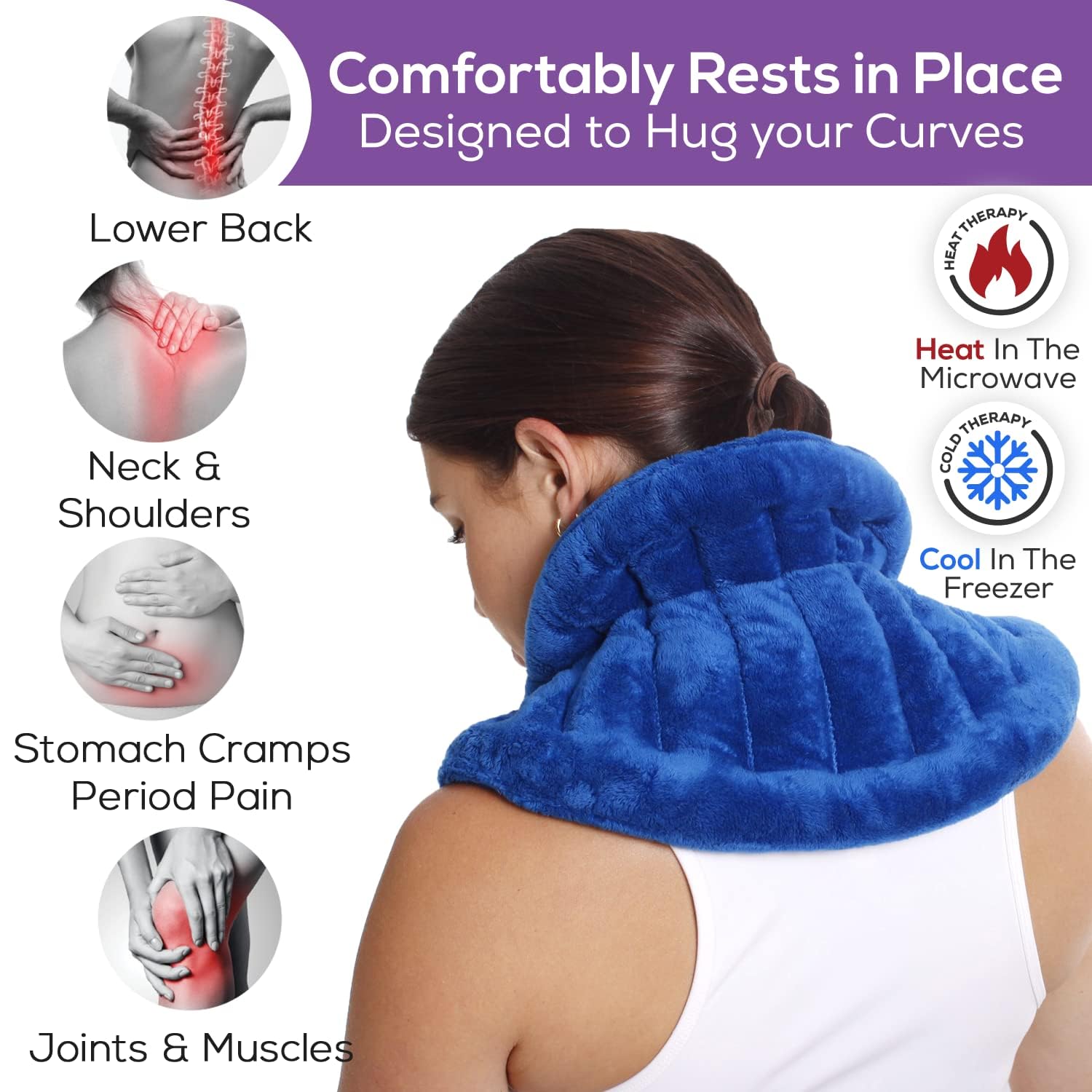 Microwave Heating Pad for Back Pain Relief - Moist Heat Therapy for Neck, Shoulders & Cramps - 71