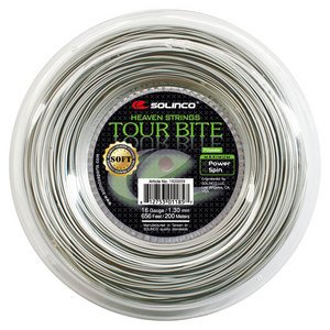 Solinco Tour Bite Soft Tennis String Reel - 18 Gauge Light Silver | High Performance Polyester String for Control & Spin | Perfect for Competitive Players & Tournament Play