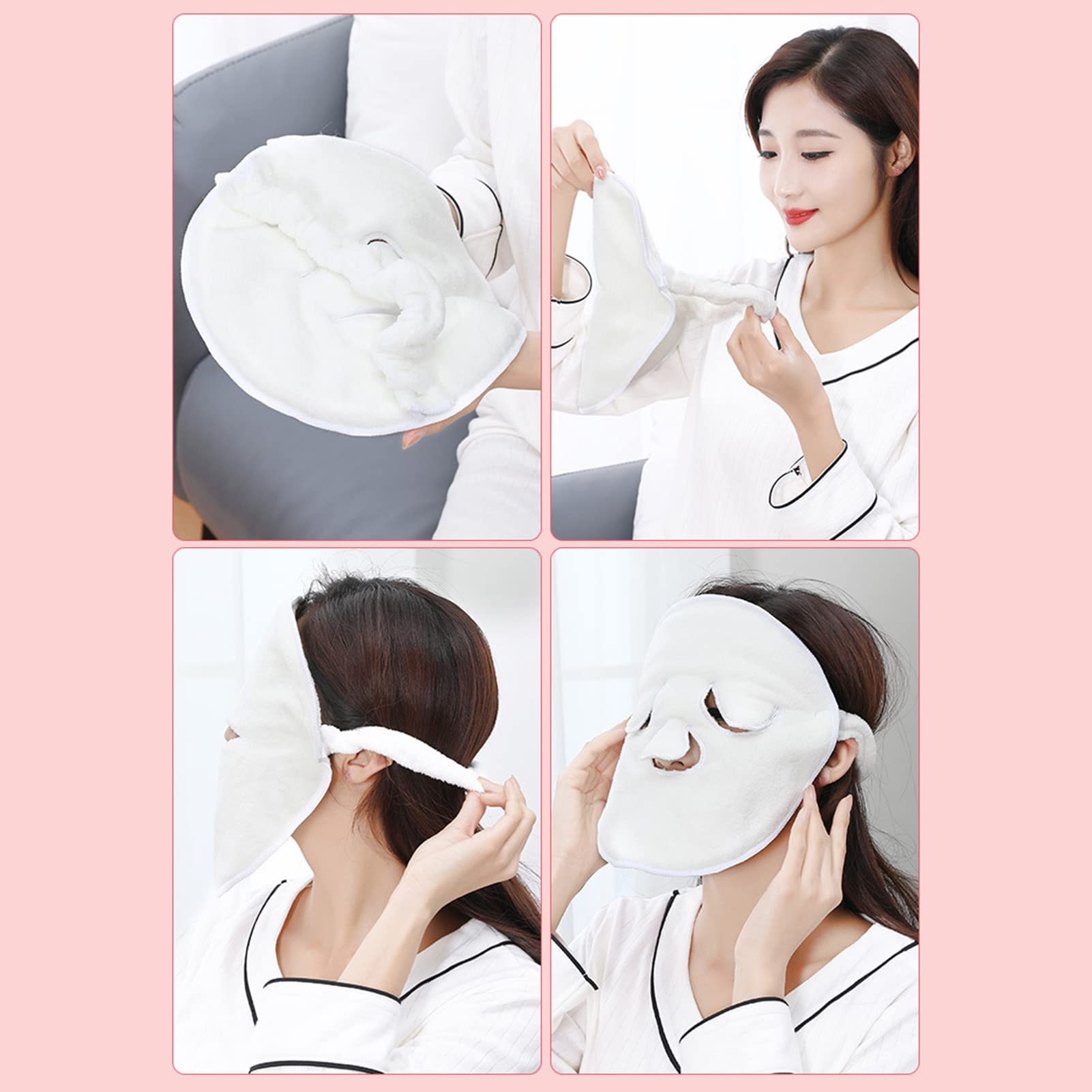 Reusable Hot Compress Face Towel Cover with Straps - 3 Hole Facial Steamer Mask for Moisturizing & Anti-Aging Skin Care | Spa, Home Relaxation & Beauty Treatment Accessory