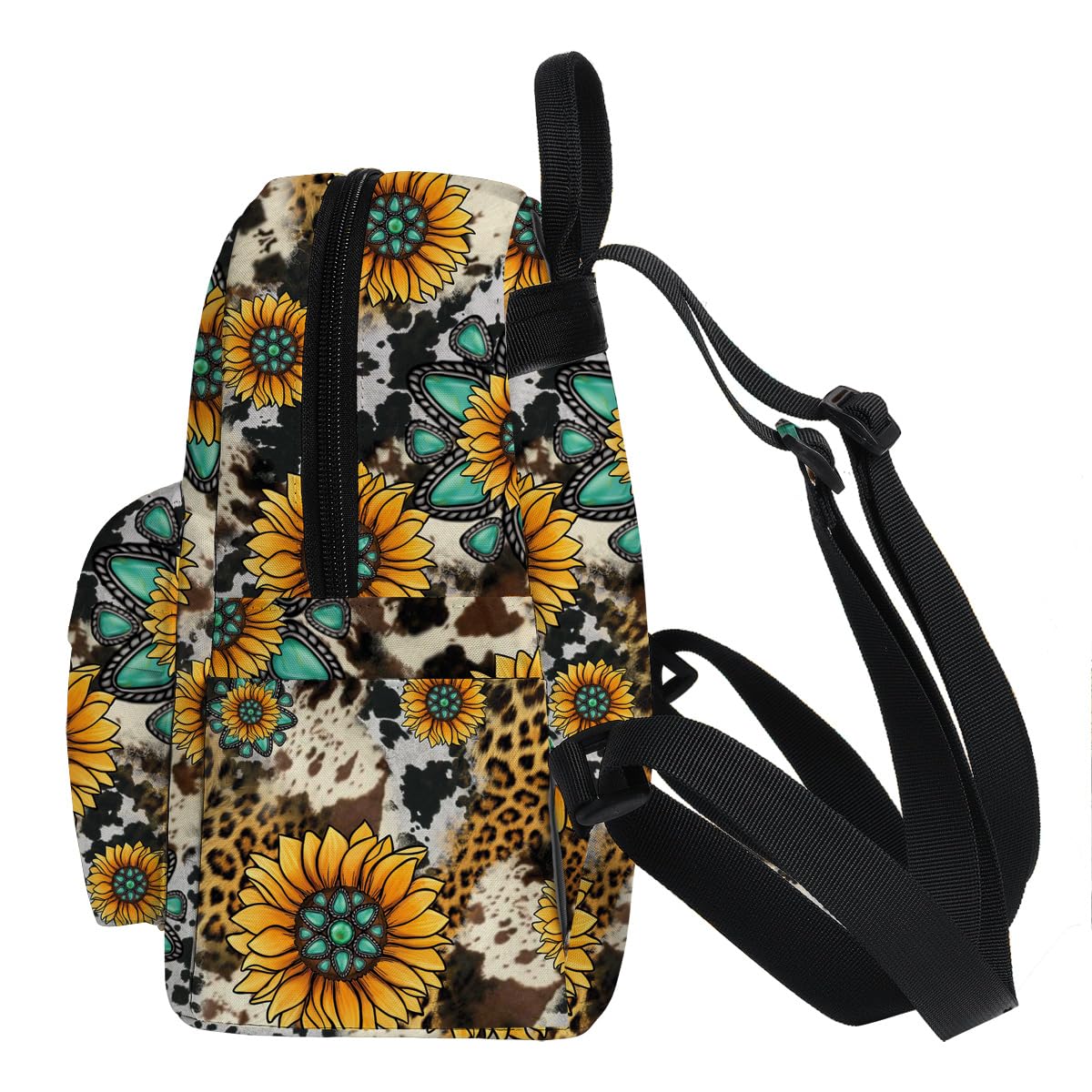 Deanfun Mini Backpack - Fashion Cow Print Leopard Sunflower 3D Printing Small Water Resistant Backpack for Women & Teens - Perfect for Travel, School, Hiking & Daily Use