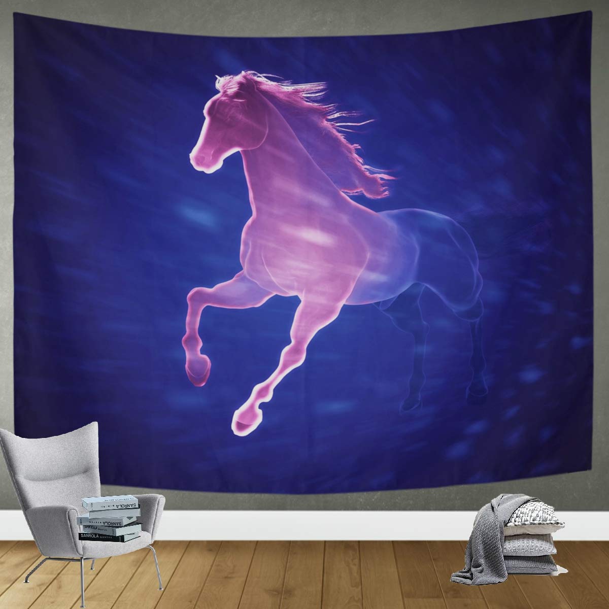 DOMIKING 90x60in Wall Hanging Tapestry - 3D Running Horse Art Tapestry for Bedroom, Living Room & Dorm Decor | Trippy Hippie Boho Home Decor | Perfect for Wall Art, Room Dividers & Festival Backdrops