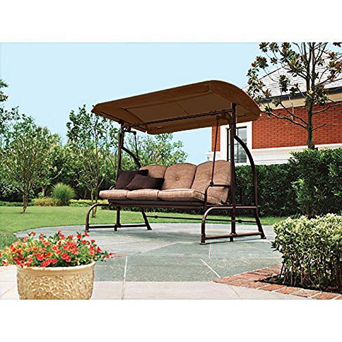 Brown Replacement Canopy Top Cover for Walmart Sand Dune 3-Seater Swing - Durable Outdoor Patio Furniture Cover for Garden, Backyard, and Porch Relaxation