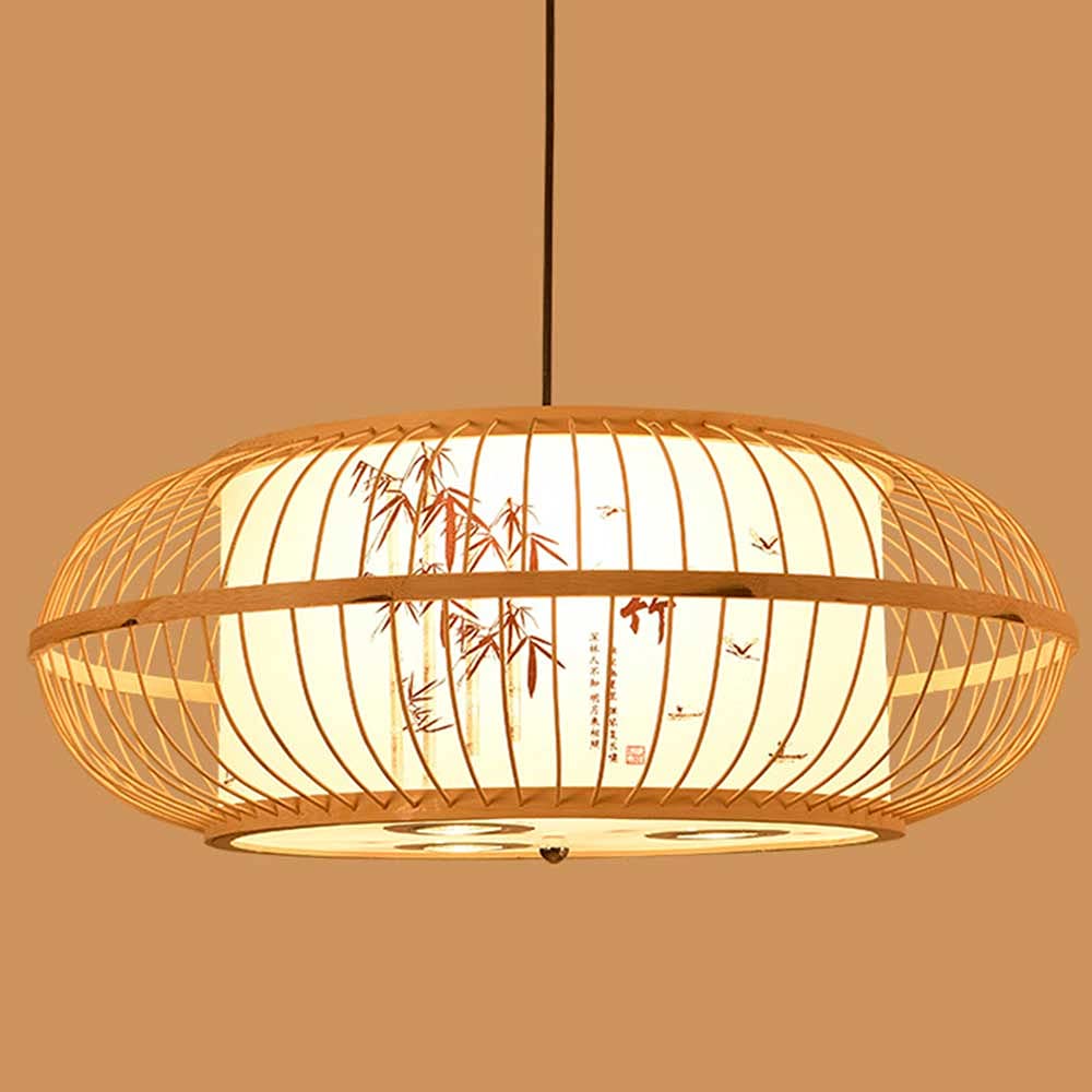 Modern LED Chandelier - Handmade Bamboo Pendant Light with Chinese Country Style, E27 Socket Hanging Lamp | Perfect for Dining Room, Bedroom & Boho Home Decor