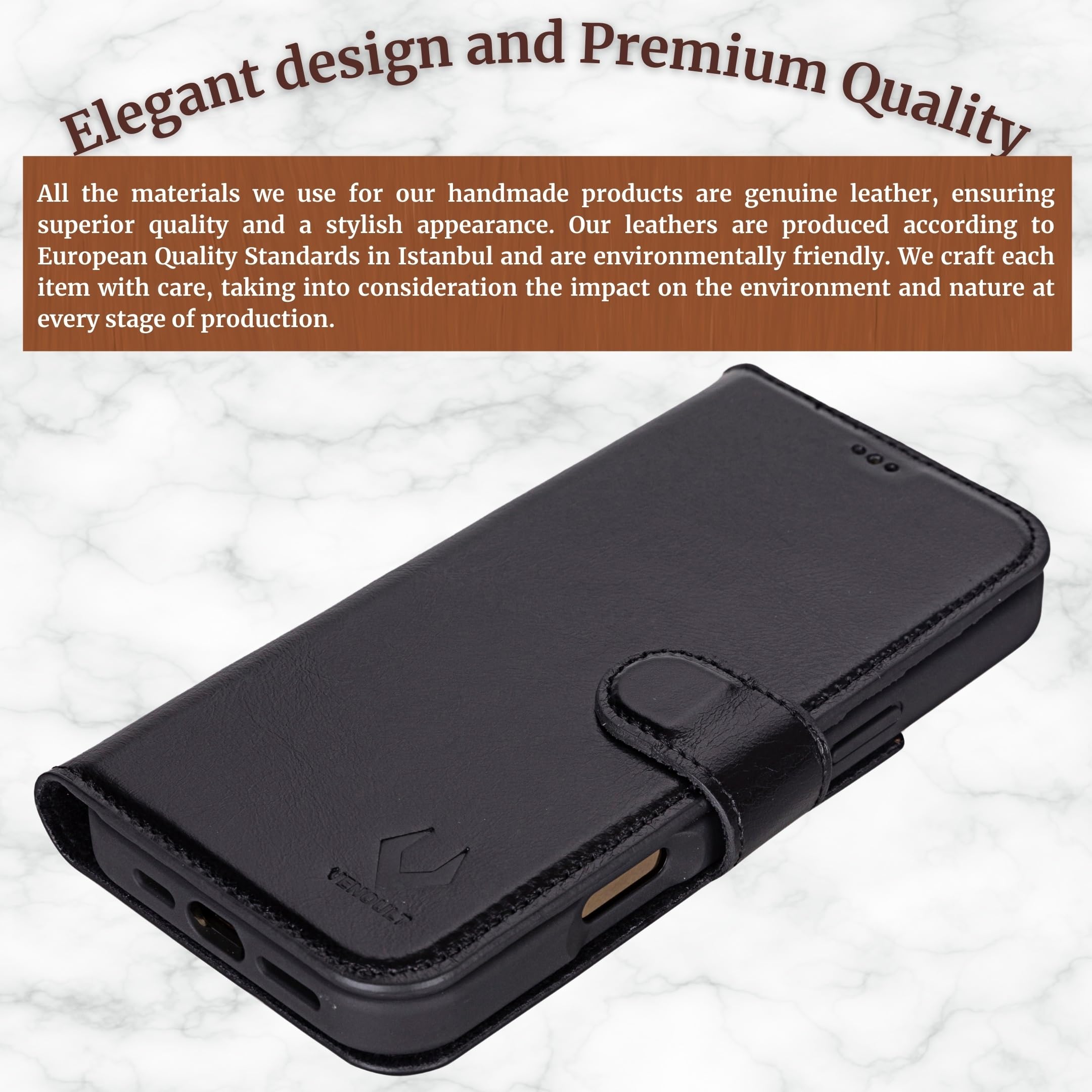 Premium Genuine Leather Wallet Case for iPhone 16 Pro 6.3