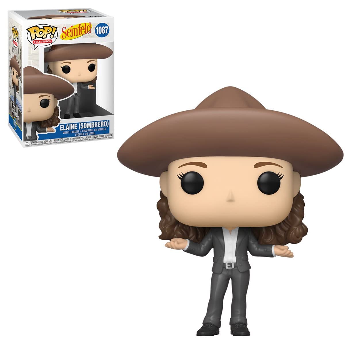 Seinfeld Elaine Benes in Sombrero Pop! Vinyl Figure with Protective Case - Official Funko Collectible for TV Show Fans | Perfect for Display, Gifts & Pop Culture Collections