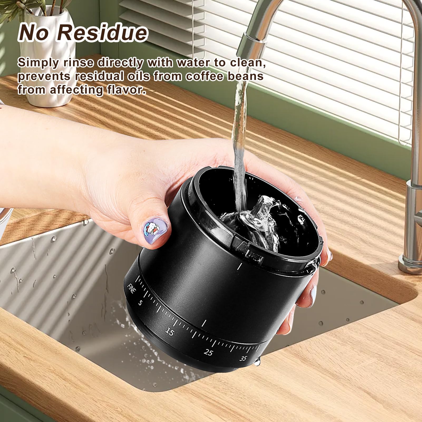 Mongdio Portable Electric Coffee Bean Grinder with 38 Adjustable Settings, Rechargeable Battery for Home & Travel Use - Perfect for Espresso, French Press, and Cold Brew - Black