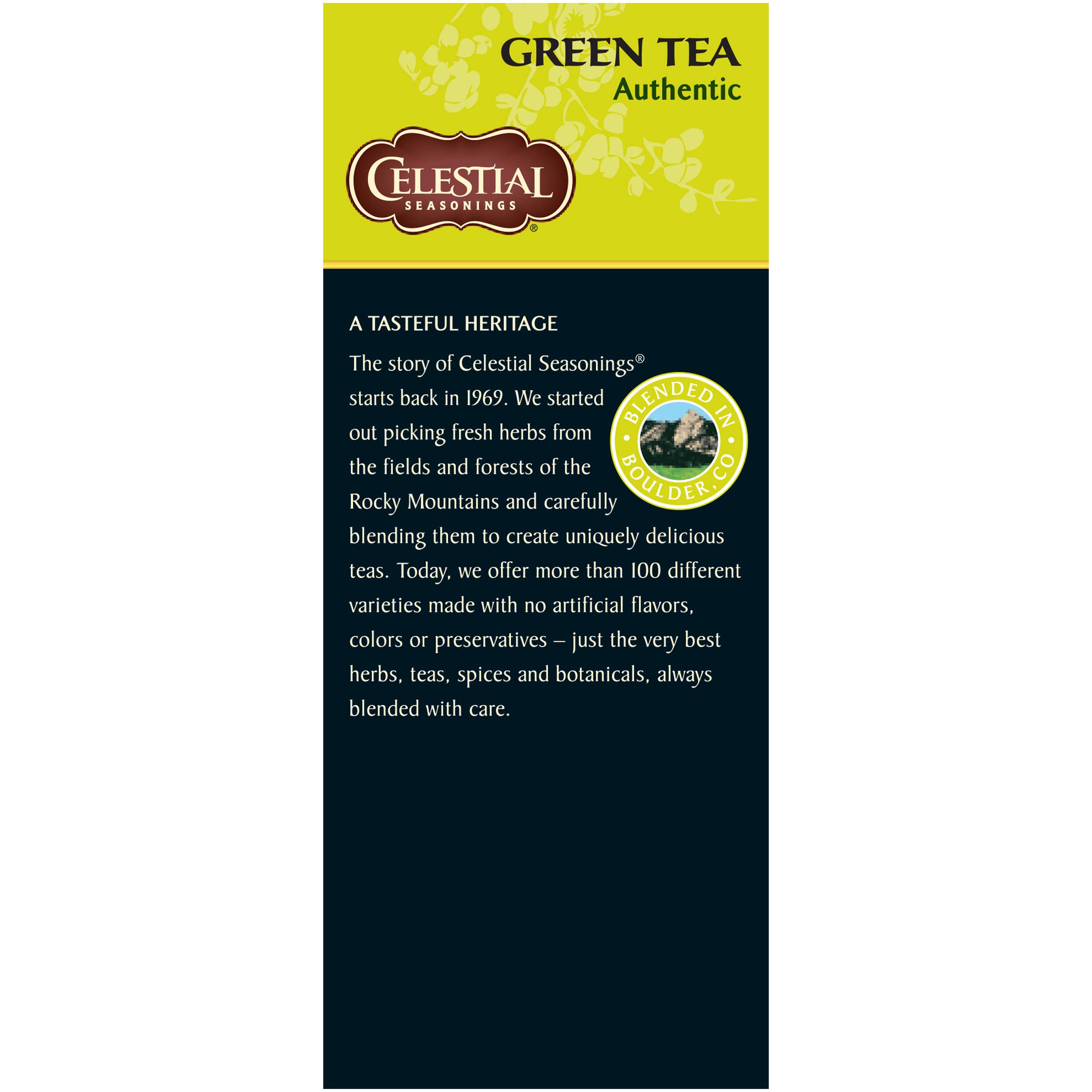 Celestial Seasonings Green Tea Bags - 100% Natural Authentic Green Tea with Caffeine - 25 Tea Bags (Pack of 6) - Perfect for Morning Energy, Afternoon Relaxation & Healthy Lifestyle