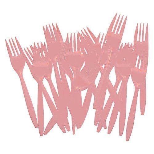 48-Pack Disposable Pink Plastic Forks - Bulk Party Cutlery for Picnics, BBQs, Birthdays & Outdoor Events
