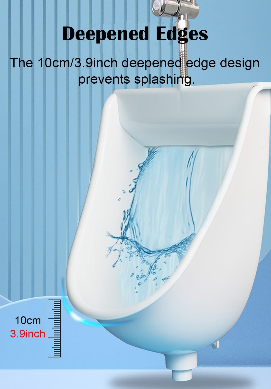 Wall Mounted Men's Urinal with Flushing System - Black Commercial Urinal for Public Restrooms, Factories, Schools & Prisons - Includes Mounting Accessories - Ideal for High-Traffic Bathrooms and Sanitary Facilities