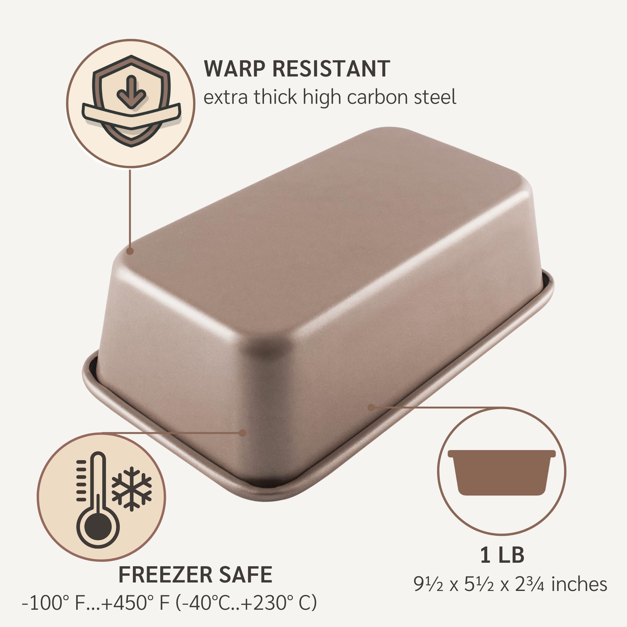 Nonstick 9x5 Inch Bread Loaf Pan for Baking - PFOA & BPA Free Non-Toxic Loaf Tin | Best 9x5 Non-Stick Bakeware for Banana Bread, Pound Cake & Homemade Loaves | Oven Safe & Easy Clean for Perfect Baking Every Time