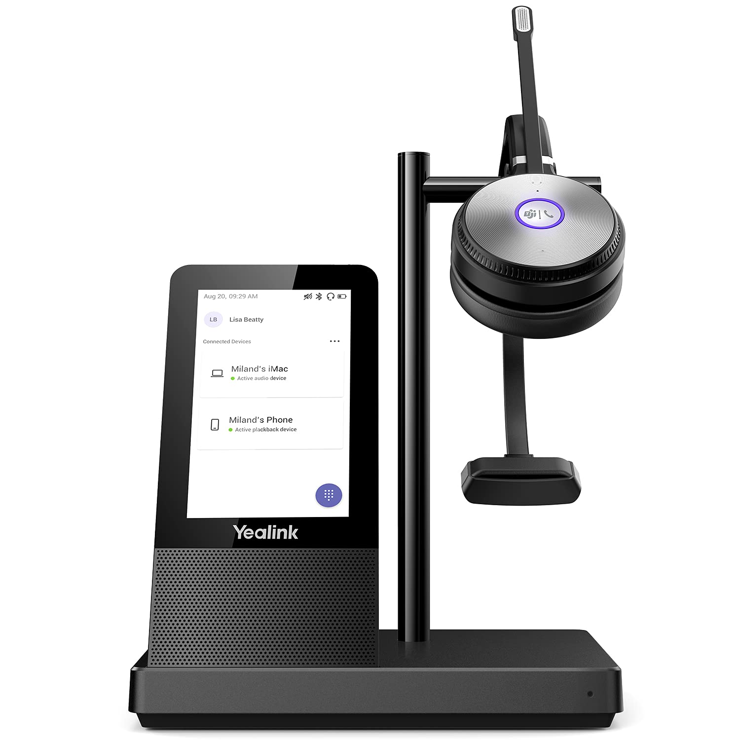 Yealink WH66 Wireless Headset - Teams Certified Office Mono Headset with Noise Canceling Mic for PC, Laptop, Softphone, VoIP & Smartphones - 160m Range, 13H Talk Time - Perfect for Remote Work, Call Centers & Home Office