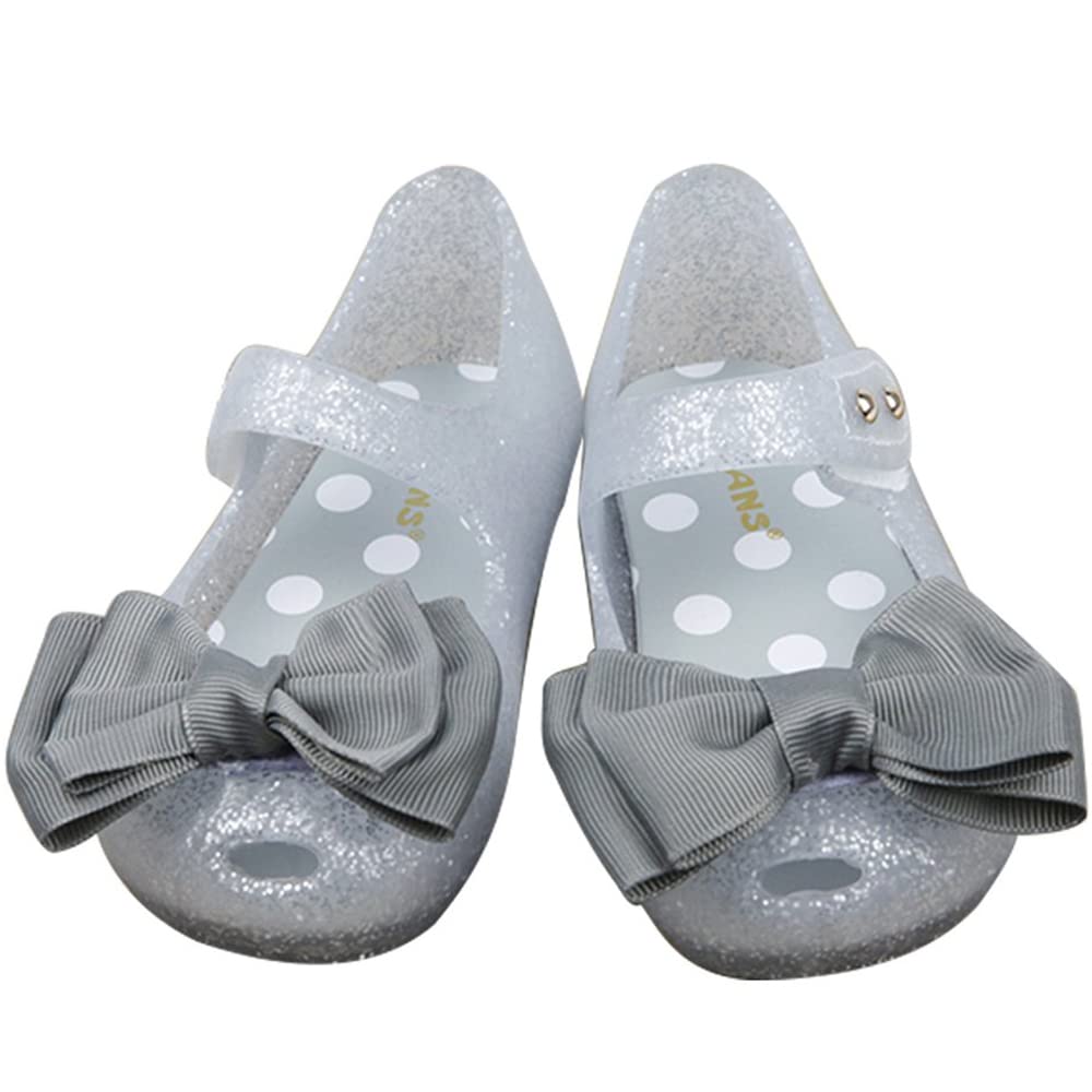 iFANS Girls Princess Mary Jane Jelly Shoes with Bow - Toddler & Little Kids Flats for Party, School & Special Occasions