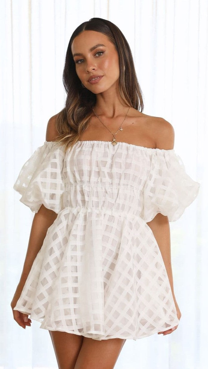 Malery Women's Mini Dress - White | Elegant Short Sleeve Party Cocktail Dress for Night Out, Date Night & Special Occasions