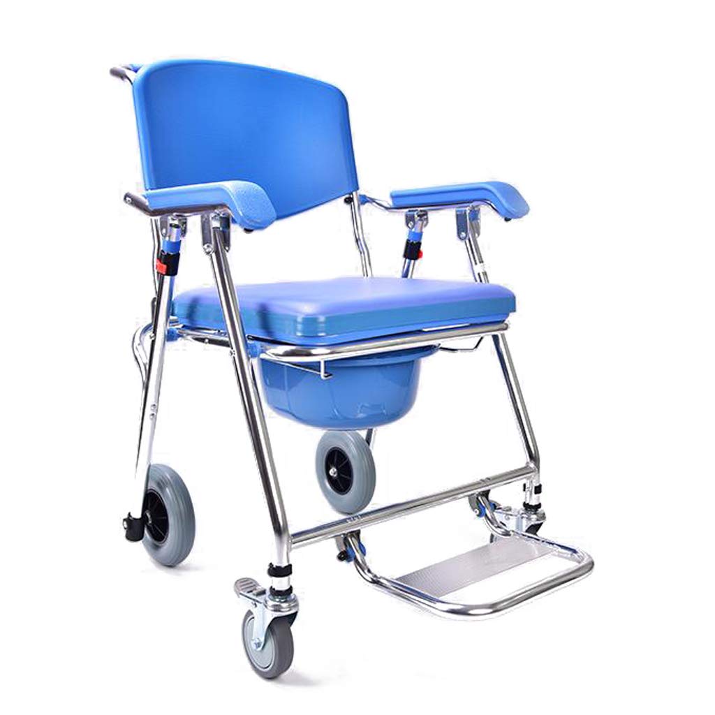 3 in 1 Wheelchair Over Toilet Commode with Padded Seat & Footrests - Folding Bedside Shower Chair for Elderly, Disabled & Pregnant Women - Portable Bath Stool & Handicap Walking Aid for Home & Hospital Use