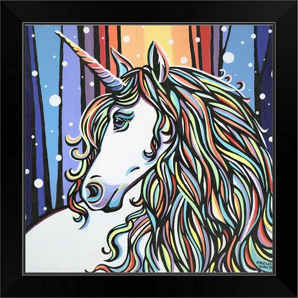 Magical Unicorn II Black Framed Art Print - Whimsical Kids Room Decor | Perfect for Nursery, Bedroom & Playroom Wall Art
