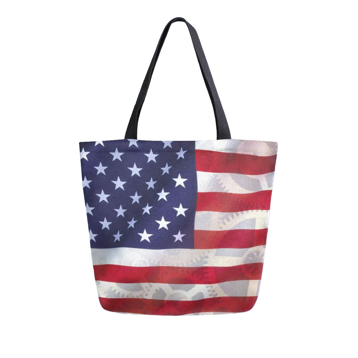 ALAZA Flag of The U Canvas Tote Bag - Large Reusable Cotton Shoulder Handbag for Women | Perfect for Travel, Work, Shopping & Grocery | Durable Eco-Friendly Purse with Top Handle