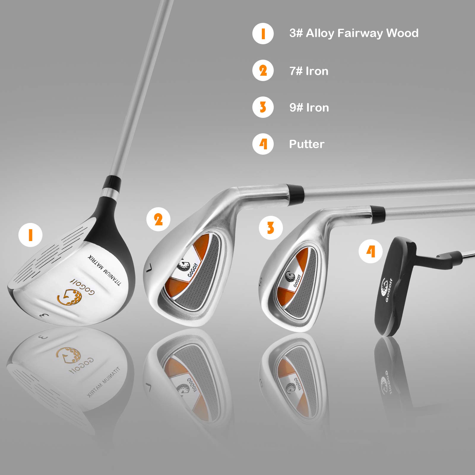 **Best Kids Golf Clubs Set for Boys & Girls Ages 11-13 - Right Hand Orange Youth Golf Clubs with Stand Bag, 3# Wood, 7# & 9# Irons, Putter, Head Cover & Rain Hood - Perfect for Junior Golf Training & Outdoor Sports**