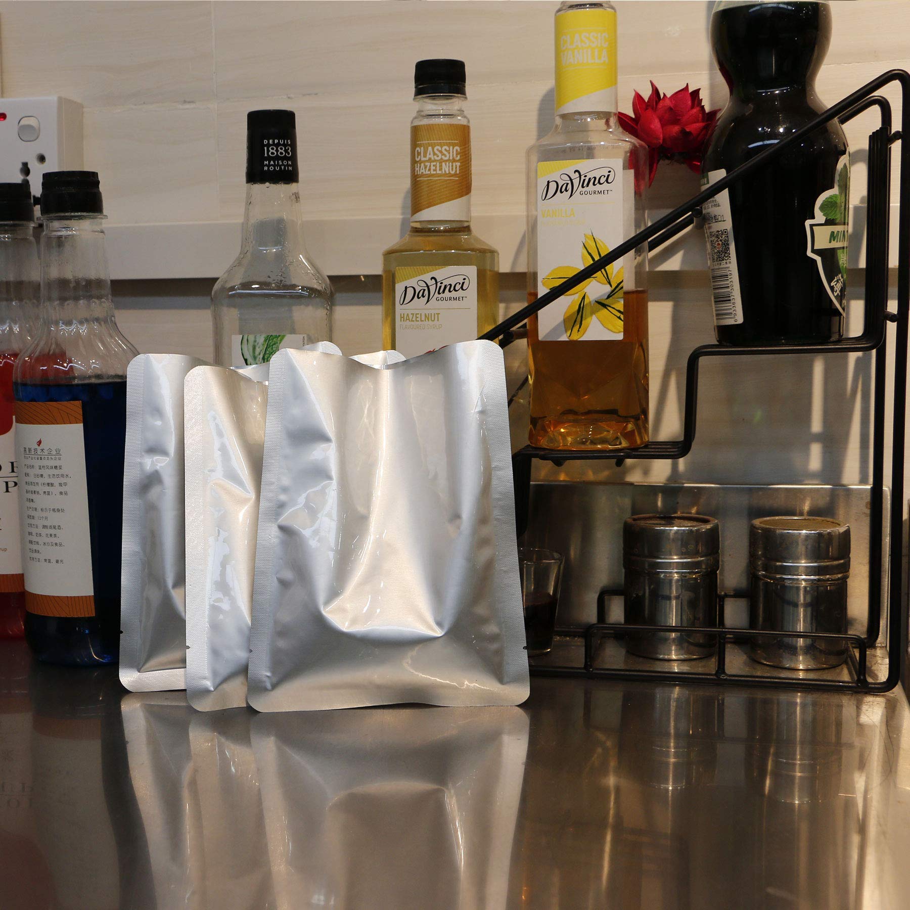 50 Pack 1 Quart Mylar Food Storage Bags - Heat Sealable, Airtight for Coffee Beans, Tea, Grains & More (7.1