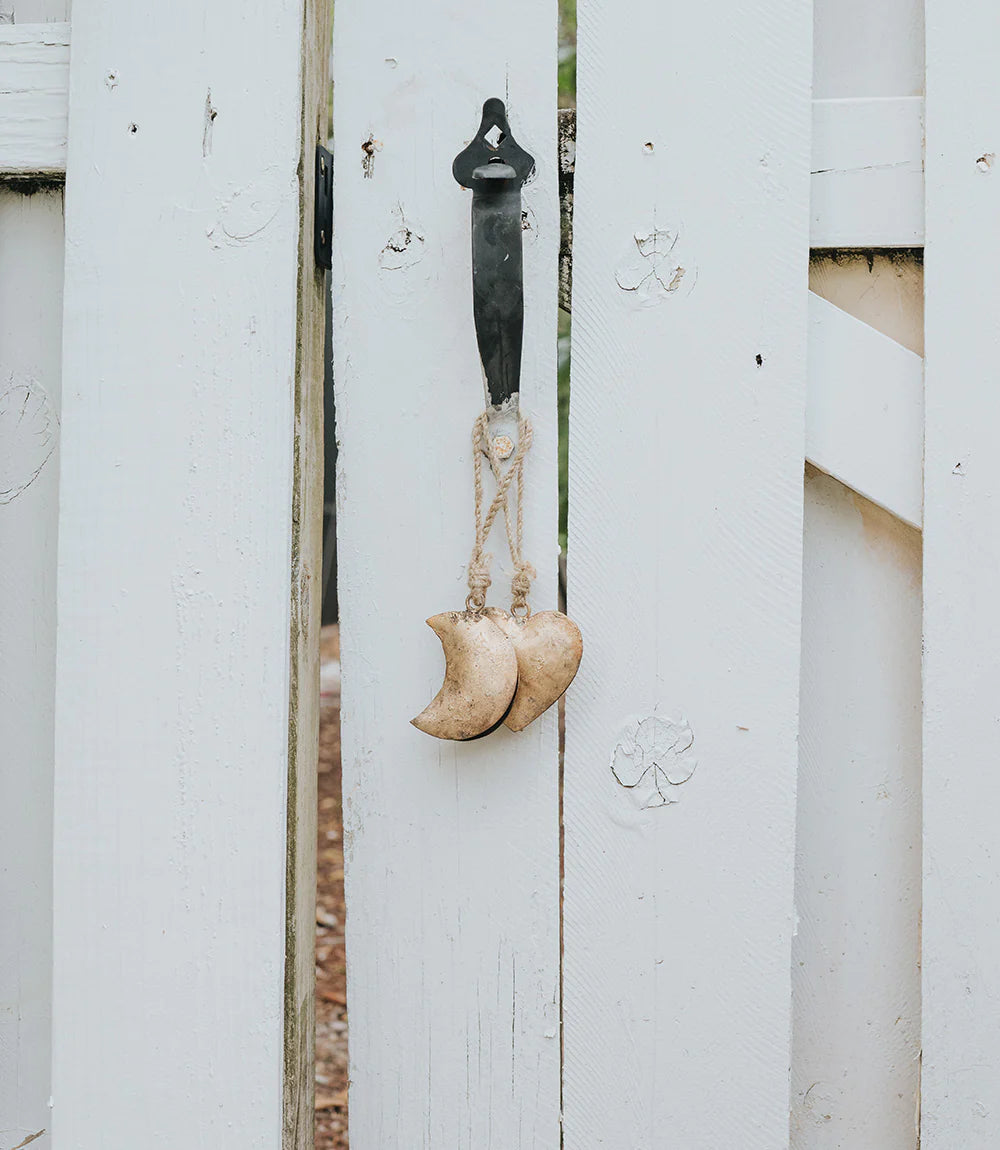 Handmade Crescent Moon Rustic Bell Wind Chime for Outdoor Garden & Patio Decor - Soothing Wind Chimes for Relaxation & Meditation