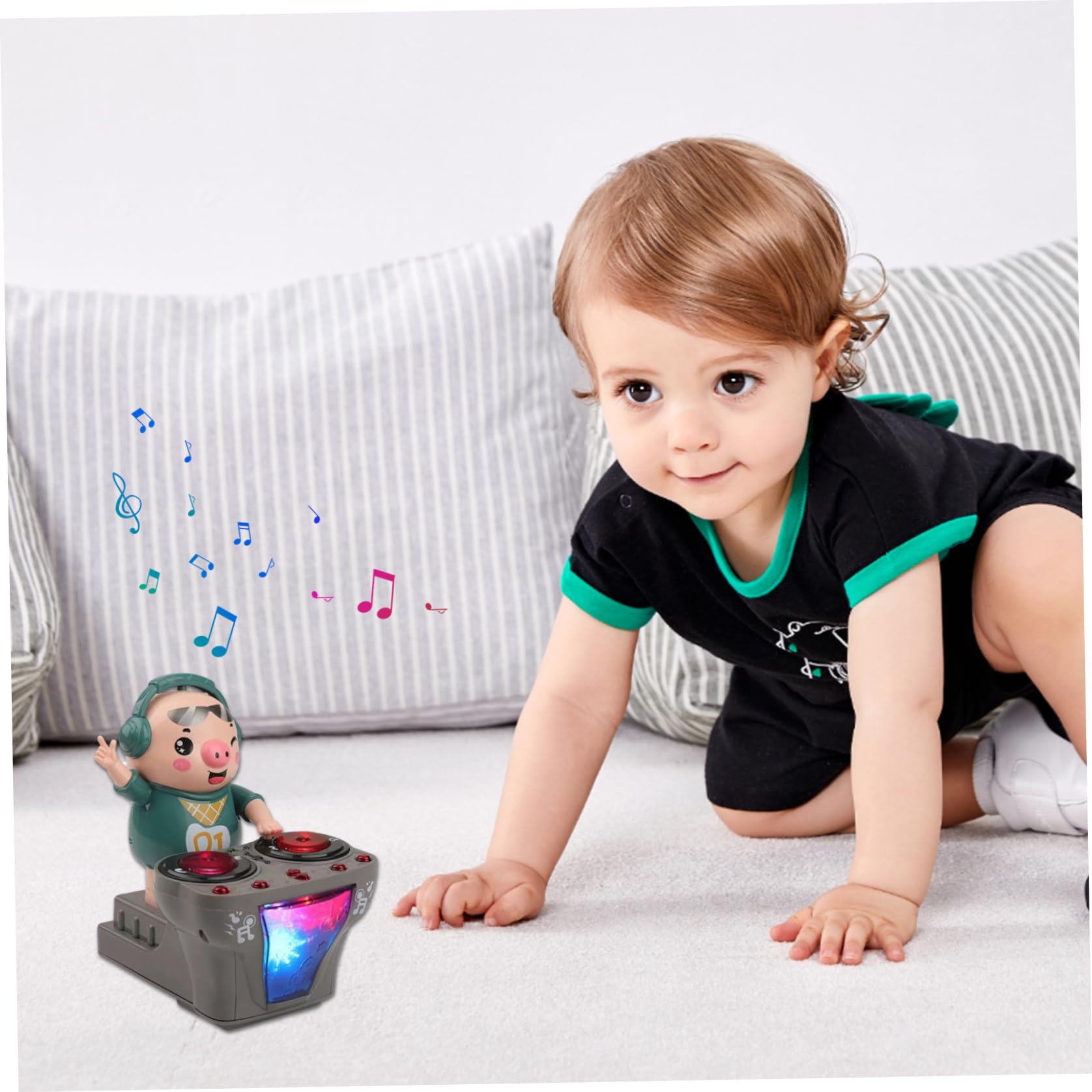 LED Light Up Musical Dancing Pig Toy with 3 Songs - Swinging & Bouncing DJ Pig for Babies & Kids - Perfect Christmas Gift for Toddlers (Great for Birthday Parties, Nursery Decor & Sensory Play)