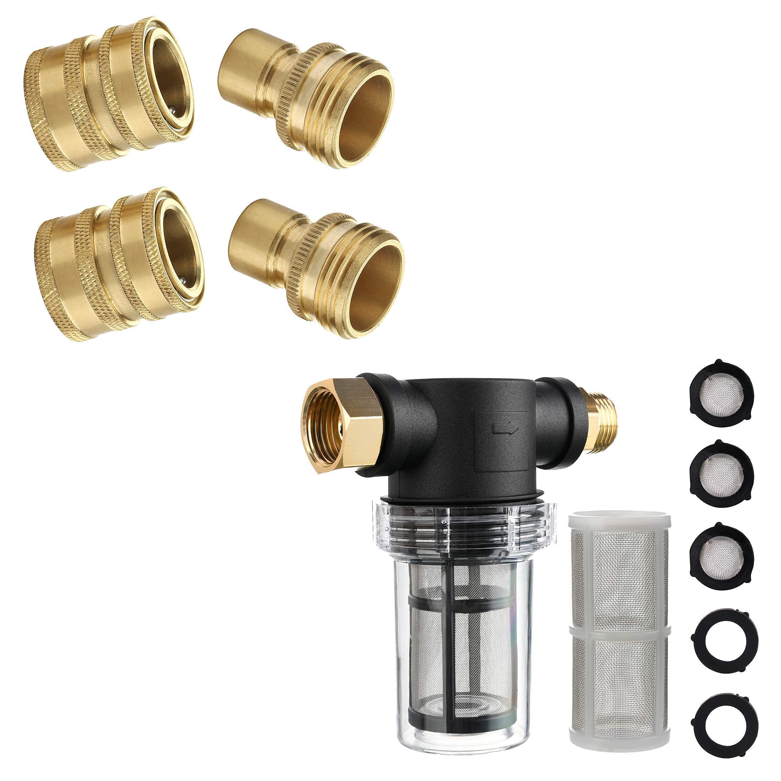 **M MINGLE Garden Hose Water Filter for Pressure Washer Inlet - Quick Connect Fittings - Perfect for Outdoor Cleaning, Car Washing & Garden Watering**