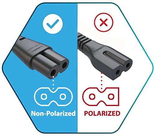 Universal 2-Slot White Power Cord 6Ft - Replacement AC Cable for TVs, Electronics & Laptops - Perfect for Home, Office and Gaming Setup