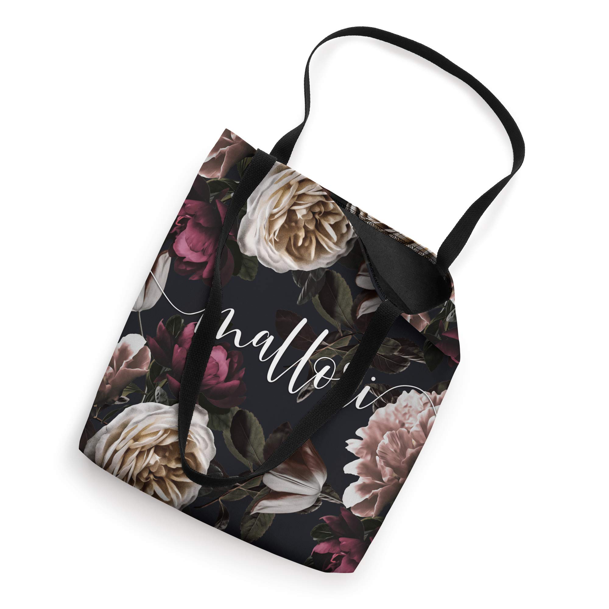 Elegant Floral Rose & Peony Personalized Name Tote Bag by Mallori - Custom Gift for Women, Mom, Bridesmaids - Perfect for Shopping, Beach, Work & Travel