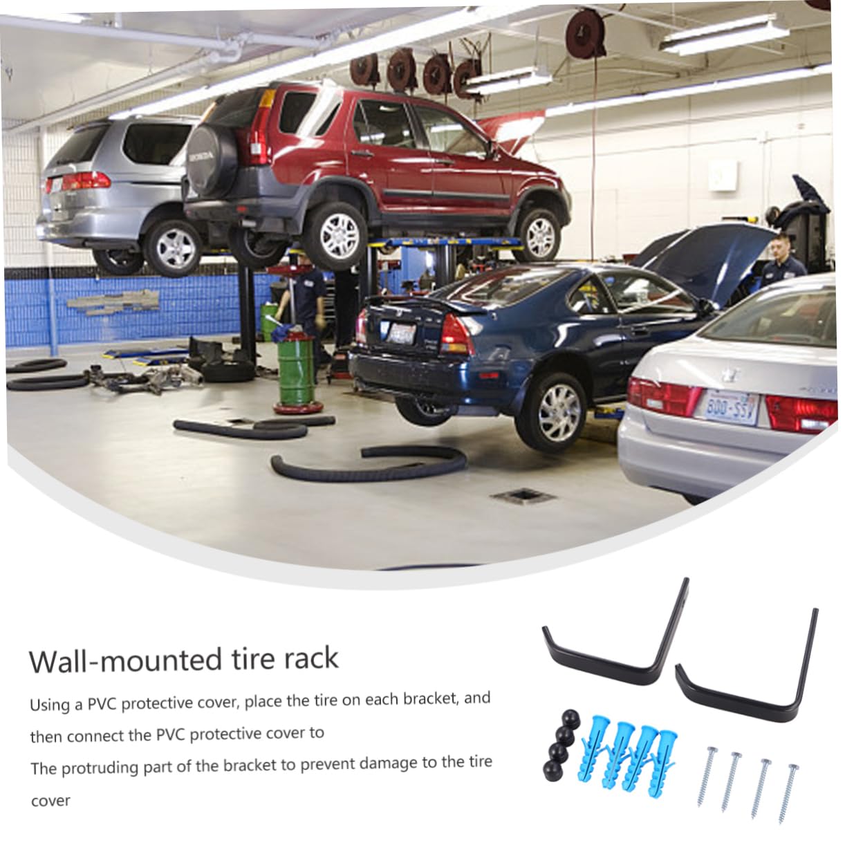Mikinona 24-Piece Wall Mounted Tire Rack - Heavy Duty & Lightweight Storage Organizer for Car Tires, Yard Tools, Garage Equipment - Perfect for Garage, Basement & Workshop Organization