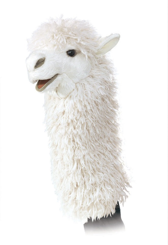 Folkmanis Alpaca Hand Puppet - Realistic Stuffed Animal Toy for Kids, Storytelling & Educational Play - Perfect for Stage Performances, Classroom Activities & Imaginative Play